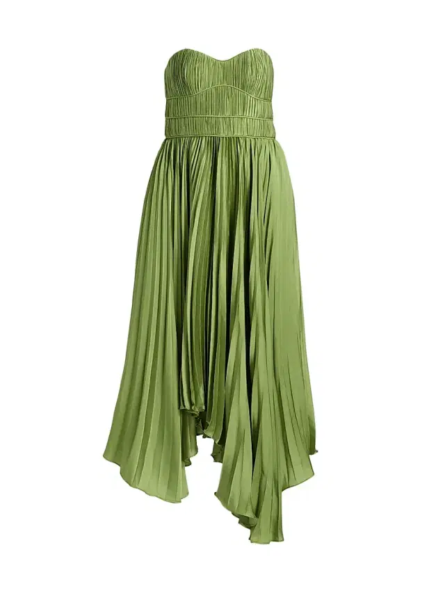 AMUR Women's Juliett Plissé Midi-Dress - Cove Fern