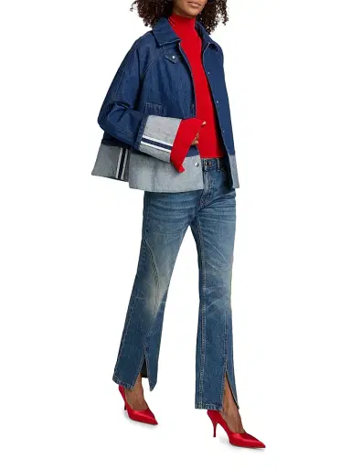Brandon Maxwell Women's The Wells Trapeze Denim Jacket | Thumbnail 2 Brandon Maxwell Women's The Wells Trapeze Denim Jacket | Thumbnail 2