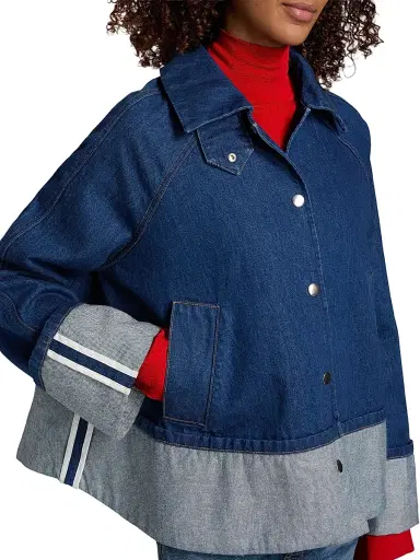 Brandon Maxwell Women's The Wells Trapeze Denim Jacket | Thumbnail 6 Brandon Maxwell Women's The Wells Trapeze Denim Jacket | Thumbnail 6
