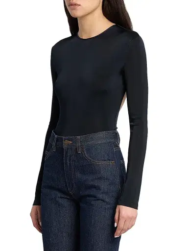 Saint Laurent Women's Cassandre Backless Bodysuit in Jersey - Noir | Thumbnail 3 Saint Laurent Women's Cassandre Backless Bodysuit in Jersey - Noir | Thumbnail 3