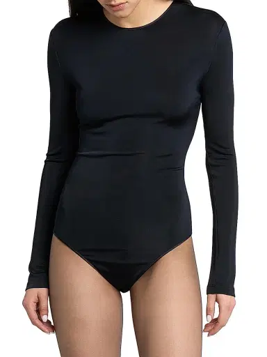 Saint Laurent Women's Cassandre Backless Bodysuit in Jersey - Noir | Thumbnail 4 Saint Laurent Women's Cassandre Backless Bodysuit in Jersey - Noir | Thumbnail 4