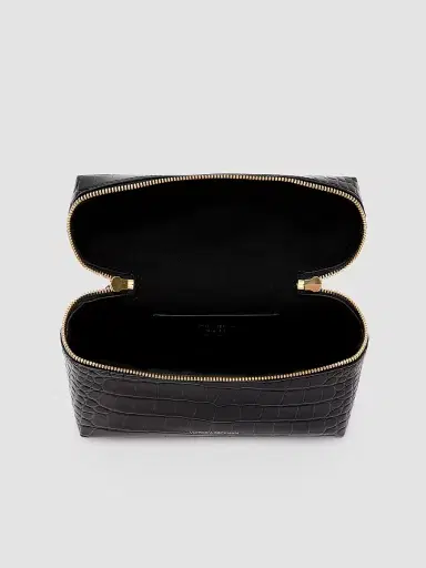 Victoria Beckham Women's Dorian Croc-Embossed Leather Vanity Bag - Black | Thumbnail 2