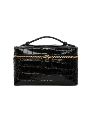 Victoria Beckham Women's Dorian Croc-Embossed Leather Vanity Bag - Black | Thumbnail 1