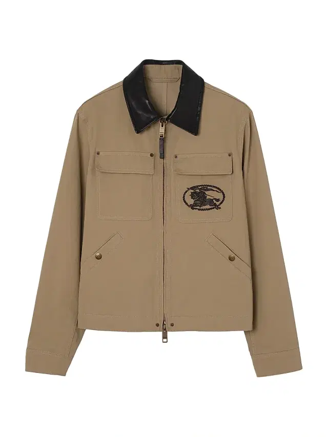 Burberry Men's Westley Logo Embroidered Cotton Jacket - Salt Marsh Beige