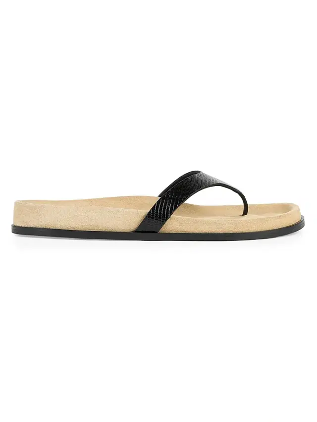 Women's Swift Lizard-Embossed Sandals - Beige Black