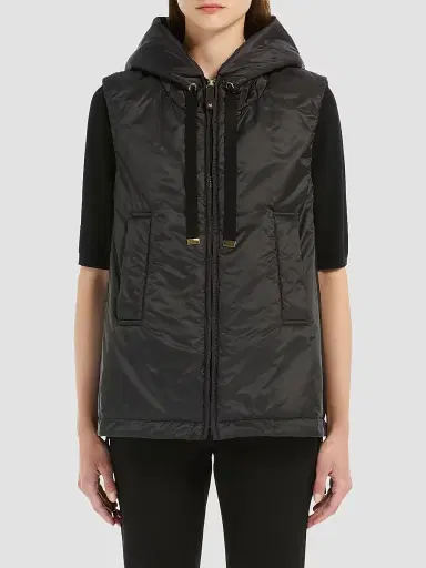 Max Mara Women's Padded Hooded Gilet in Water Repellent Canvas - Black - Size 16 | Thumbnail 2