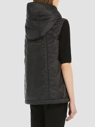 Max Mara Women's Padded Hooded Gilet in Water Repellent Canvas - Black - Size 16 | Thumbnail 3