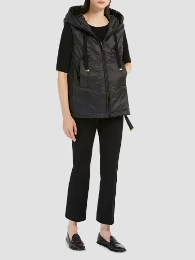 Max Mara Women's Padded Hooded Gilet in Water Repellent Canvas - Black - Size 16 | Thumbnail 4