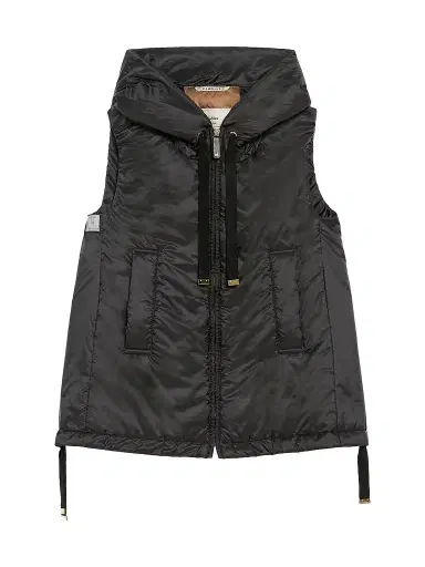 Max Mara Women's Padded Hooded Gilet in Water Repellent Canvas - Black - Size 16 | Thumbnail 1