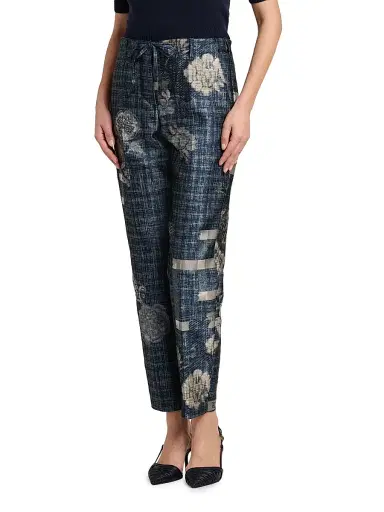 Giorgio Armani Women's Plaid Floral Tapered Trousers | Thumbnail 4 Giorgio Armani Women's Plaid Floral Tapered Trousers | Thumbnail 4