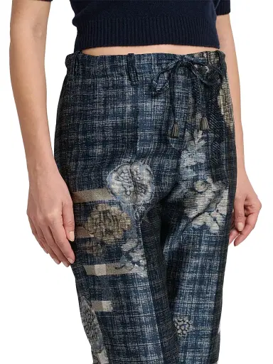 Giorgio Armani Women's Plaid Floral Tapered Trousers | Thumbnail 6 Giorgio Armani Women's Plaid Floral Tapered Trousers | Thumbnail 6