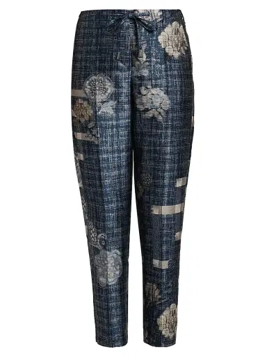Giorgio Armani Women's Plaid Floral Tapered Trousers | Thumbnail 1 Giorgio Armani Women's Plaid Floral Tapered Trousers | Thumbnail 1