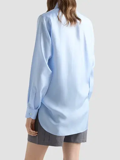 Prada Women's Silk Poplin Shirt - Blue - Size 10 | Thumbnail 4 Prada Women's Silk Poplin Shirt - Blue - Size 10 | Thumbnail 4