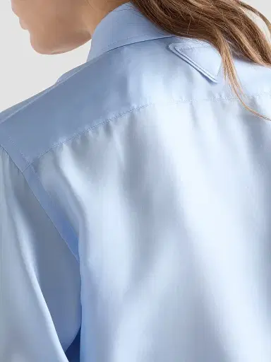 Prada Women's Silk Poplin Shirt - Blue - Size 10 | Thumbnail 6 Prada Women's Silk Poplin Shirt - Blue - Size 10 | Thumbnail 6