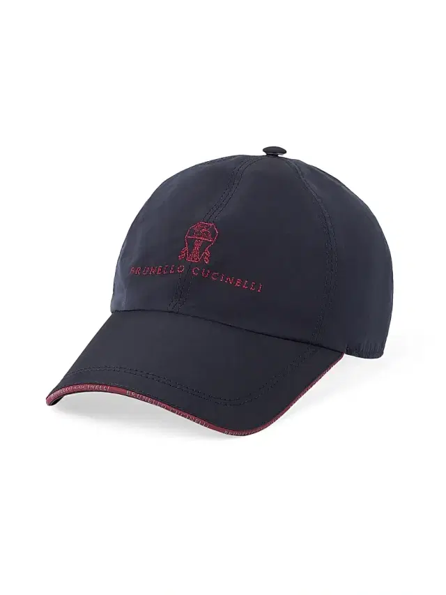 Brunello Cucinelli Men's Water Resistant Microfiber Baseball Cap with Embroidered Logo - Blue