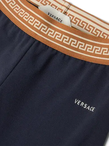 Versace Little Girl's & Girl's Logo Stretch-Cotton Jersey Leggings - Dark Navy - Size 8 | Thumbnail 3