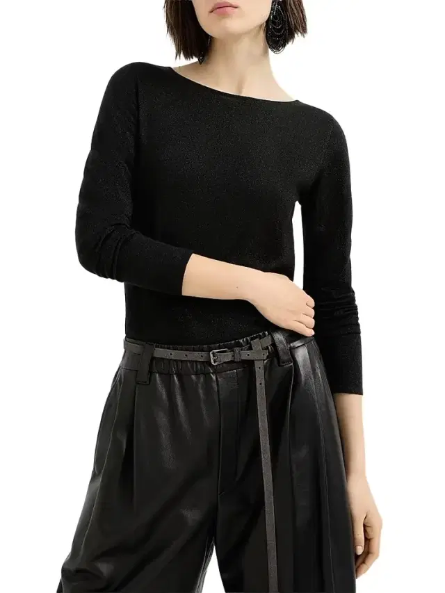 Brunello Cucinelli Women's Sparkling Cashmere and Silk Lightweight Sweater - Black