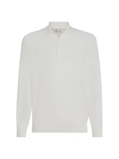 Brunello Cucinelli Men's Cotton Lightweight Knit Polo Shirt - Panama | Thumbnail 1