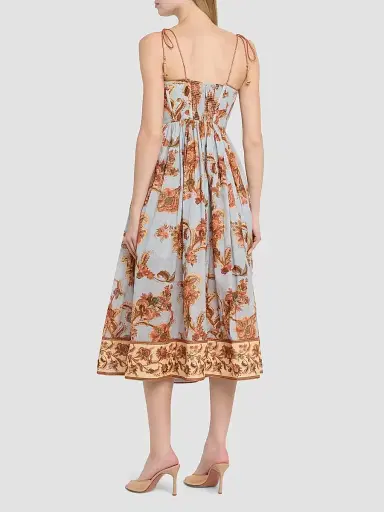 Zimmermann Women's Aster Printed Corset Midi Dress - Blue Jacobean - Size 10 | Thumbnail 3