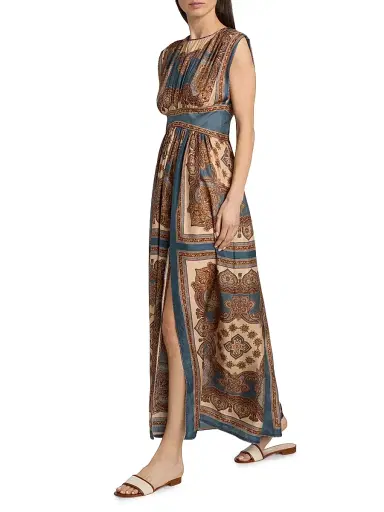 Zimmermann Women's Mahon Printed Silk Waisted Maxi Dress - Dark Blue Paisley - Size 10 | Thumbnail 2