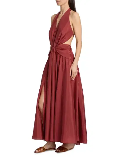 Zimmermann Women's Indra Silk Plunge Halter Maxi Dress | Thumbnail 4 Zimmermann Women's Indra Silk Plunge Halter Maxi Dress | Thumbnail 4