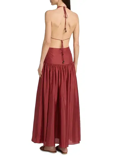Zimmermann Women's Indra Silk Plunge Halter Maxi Dress | Thumbnail 5 Zimmermann Women's Indra Silk Plunge Halter Maxi Dress | Thumbnail 5