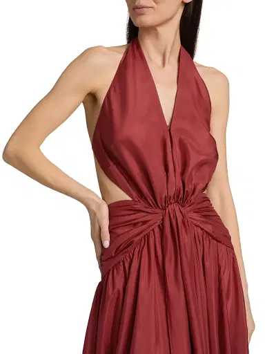 Zimmermann Women's Indra Silk Plunge Halter Maxi Dress | Thumbnail 6 Zimmermann Women's Indra Silk Plunge Halter Maxi Dress | Thumbnail 6