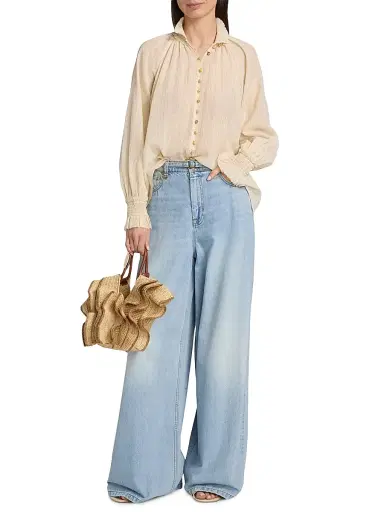 Zimmermann Women's Aster Cotton-Silk Voile Blouse - Cream - Size 8 | Thumbnail 2 Zimmermann Women's Aster Cotton-Silk Voile Blouse - Cream - Size 8 | Thumbnail 2