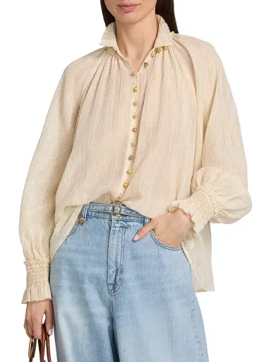 Zimmermann Women's Aster Cotton-Silk Voile Blouse - Cream - Size 8 | Thumbnail 3 Zimmermann Women's Aster Cotton-Silk Voile Blouse - Cream - Size 8 | Thumbnail 3