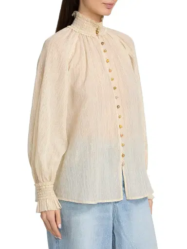 Zimmermann Women's Aster Cotton-Silk Voile Blouse - Cream - Size 8 | Thumbnail 4 Zimmermann Women's Aster Cotton-Silk Voile Blouse - Cream - Size 8 | Thumbnail 4