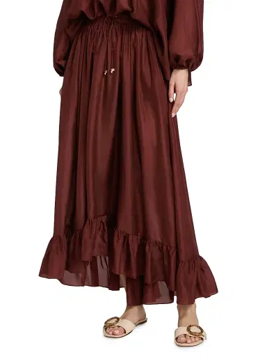 Zimmermann Women's Aster Silk Maxi Skirt - Merlot - Size 10 | Thumbnail 3