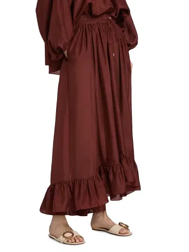 Zimmermann Women's Aster Silk Maxi Skirt - Merlot - Size 10 | Thumbnail 4