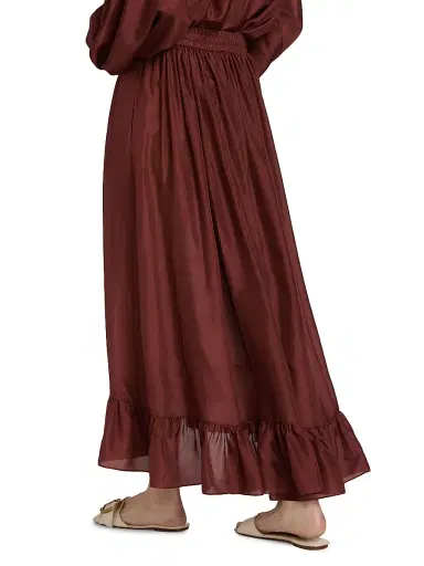 Zimmermann Women's Aster Silk Maxi Skirt - Merlot - Size 10 | Thumbnail 5