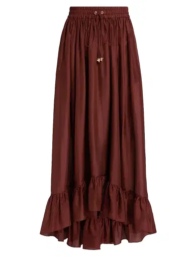Zimmermann Women's Aster Silk Maxi Skirt - Merlot - Size 10 | Thumbnail 1