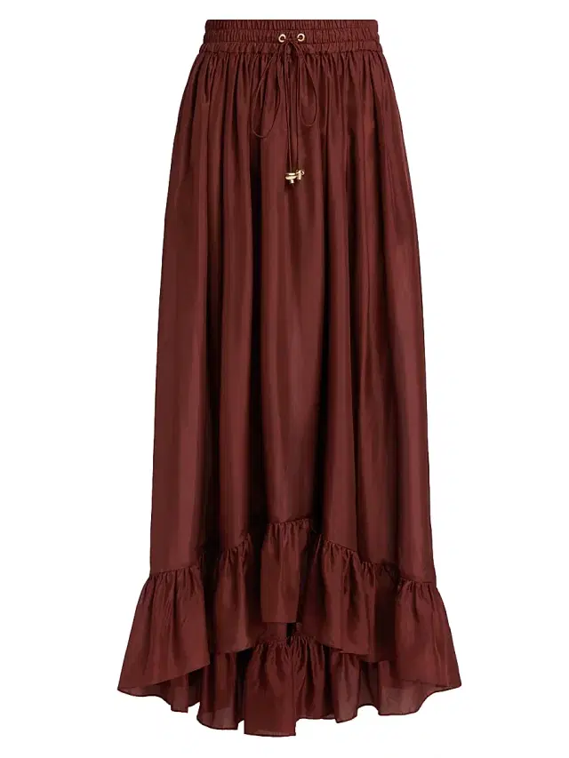 Zimmermann Women's Aster Silk Maxi Skirt - Merlot