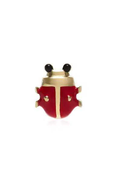 Yvonne Léon 9K Gold Mini Ladybug Single Earring | Thumbnail 4