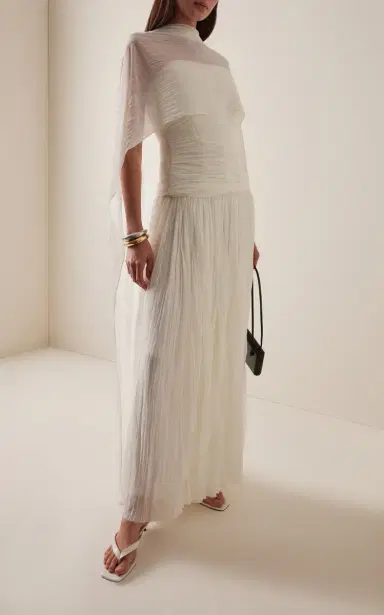 Simkhai Danielle Crinkled Jersey Cape Gown | Thumbnail 2