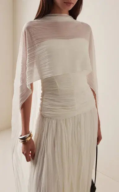 Simkhai Danielle Crinkled Jersey Cape Gown | Thumbnail 3