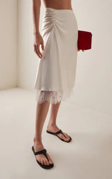 SIR. Ingrid Lace-Trimmed Satin Midi Skirt | Thumbnail 3 SIR. Ingrid Lace-Trimmed Satin Midi Skirt | Thumbnail 3