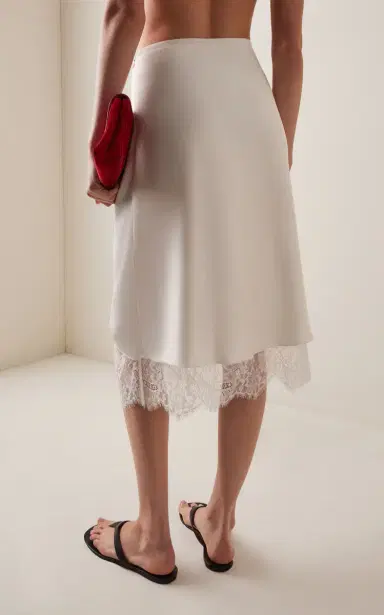 SIR. Ingrid Lace-Trimmed Satin Midi Skirt | Thumbnail 4 SIR. Ingrid Lace-Trimmed Satin Midi Skirt | Thumbnail 4