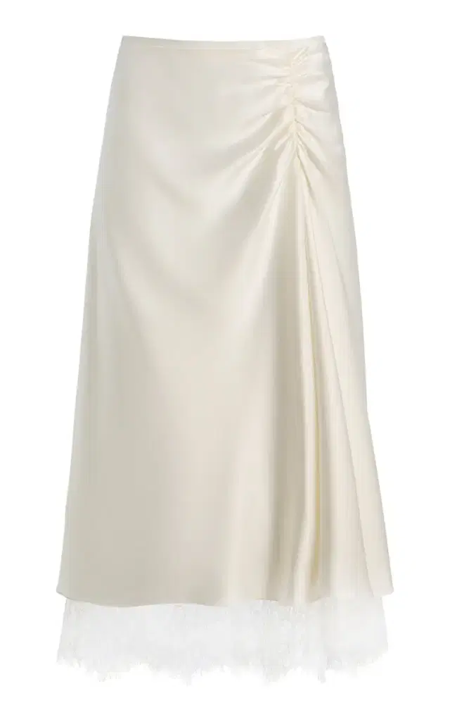Ingrid Lace-Trimmed Satin Midi Skirt