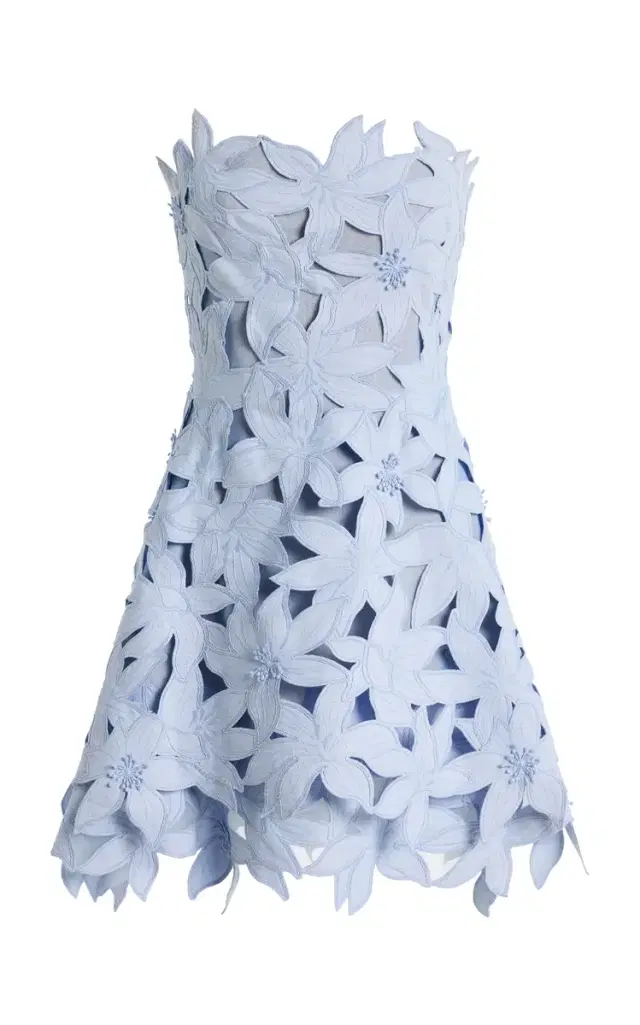 Miri Bustier Embroidered Crepe Mini Dress