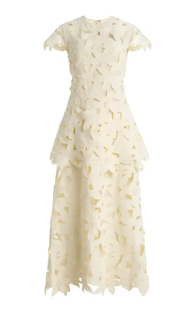 Neve Embroidered Crepe Midi Dress