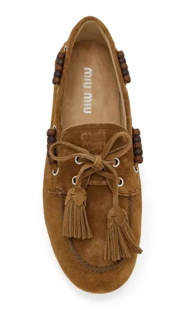 Miu Miu Beaded Suede Moccasins | Thumbnail 3 Miu Miu Beaded Suede Moccasins | Thumbnail 3