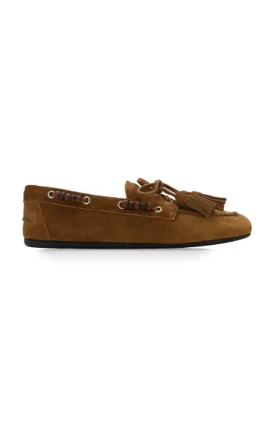 Miu Miu Beaded Suede Moccasins | Thumbnail 1 Miu Miu Beaded Suede Moccasins | Thumbnail 1