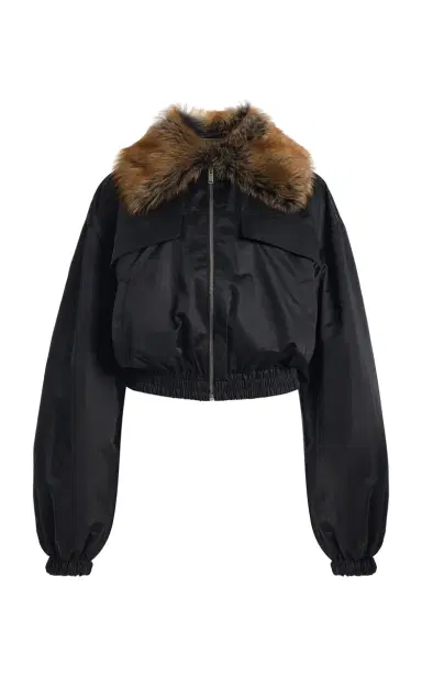 Saint Laurent Convertible Shearling Collar Jacket | Thumbnail 1 Saint Laurent Convertible Shearling Collar Jacket | Thumbnail 1