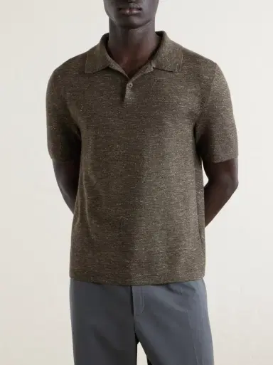 The Row Ravi Silk, Cashmere and Linen-Blend Polo Shirt | Thumbnail 3