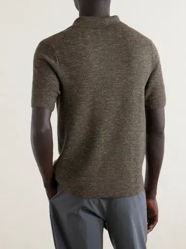 The Row Ravi Silk, Cashmere and Linen-Blend Polo Shirt | Thumbnail 4