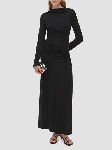 Simkhai Women's Ferrera Long-Sleeve Gathered Maxi Dress - Black - Size 00 | Thumbnail 2