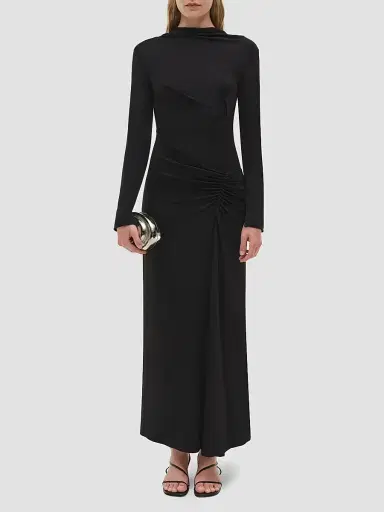 Simkhai Women's Ferrera Long-Sleeve Gathered Maxi Dress - Black - Size 00 | Thumbnail 3